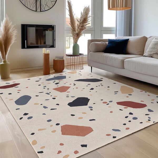 Krémový pratelný běhoun 80x200 cm Cracked Terrazzo – Mila Home