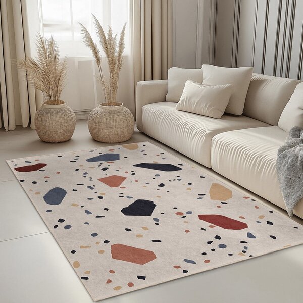 Krémový pratelný běhoun 80x200 cm Cracked Terrazzo – Mila Home