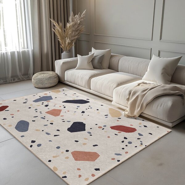 Krémový pratelný běhoun 80x200 cm Cracked Terrazzo – Mila Home