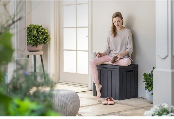 Tmavě šedý plastový zahradní úložný box Urban – Keter