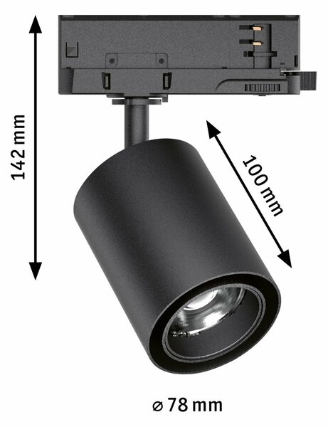 PAULMANN ProRail3 LED lištový spot Kratos 50° 9W 3000K 230V černá