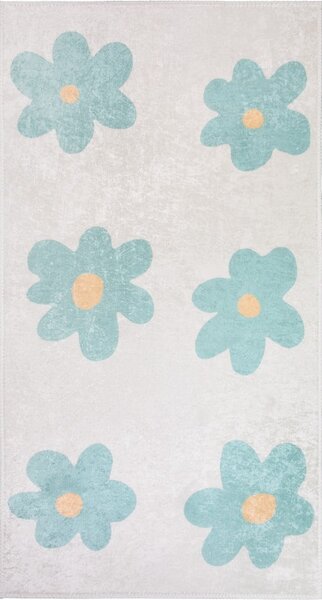 Pratelný dětský koberec v mentolové barvě/slonovinový 60x100 cm Cute Flowers Green – Vitaus
