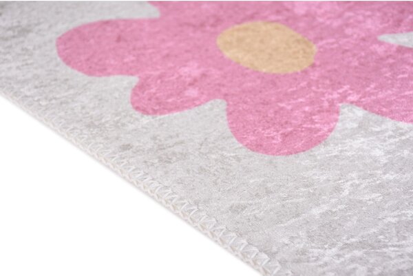 Růžový/slonovinový pratelný dětský koberec 80x150 cm Cute Flowers Pink – Vitaus