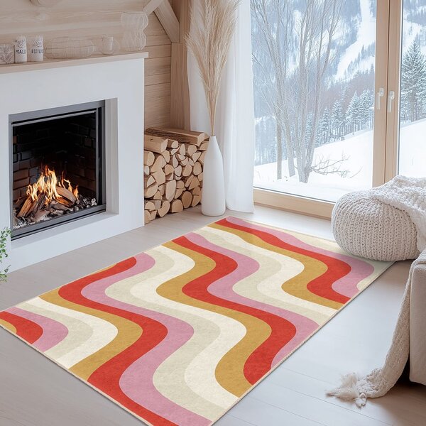 Žlutý/růžový pratelný běhoun 60x230 cm Creamy Raspberry Swirl – Mila Home