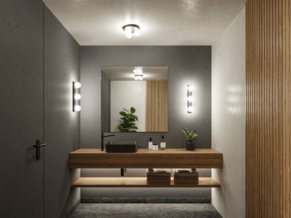 PAULMANN Selection Bathroom nástěnné svítidlo Gove IP44 G9 230V max. 3x20W černá mat/satén