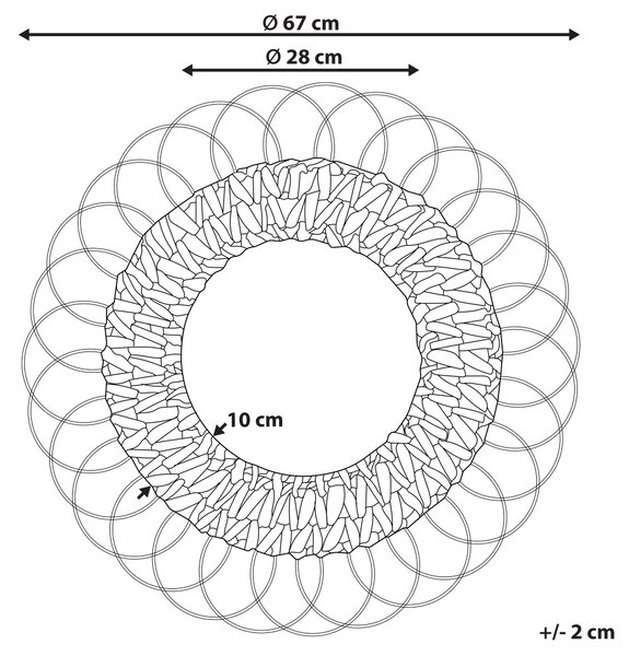 Zrcadlo PAMOL 67 cm 67 cm Proutí Přírodní