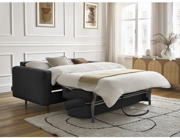Černá pohovka na každodenní spaní/rozkládací 220 cm Cocoone – Bobochic Paris