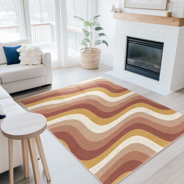 Okrově žlutý/starorůžový pratelný běhoun 60x230 cm Creamy Strawberry Swirl – Mila Home