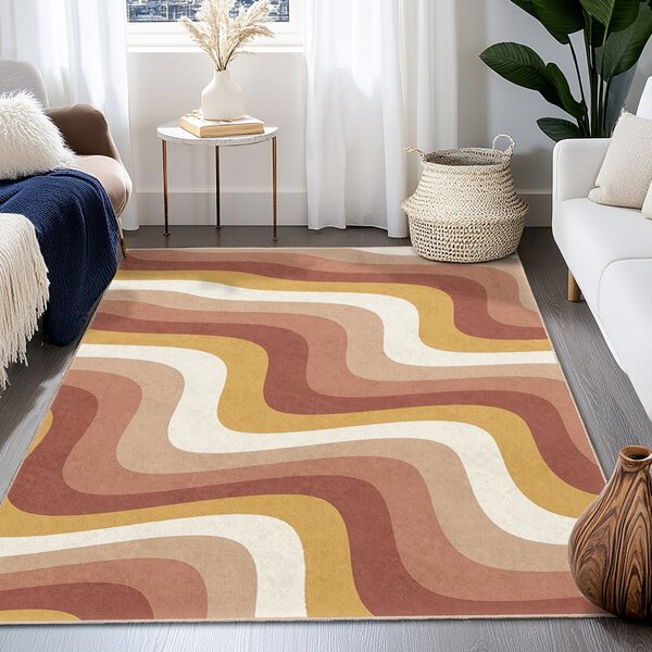 Okrově žlutý/starorůžový pratelný běhoun 60x230 cm Creamy Strawberry Swirl – Mila Home