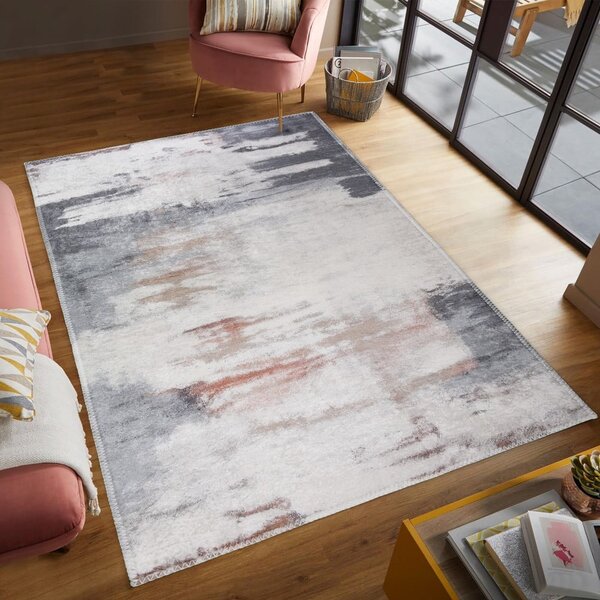 Šedý/slonovinový pratelný běhoun 80x200 cm Abstract Colors – Vitaus