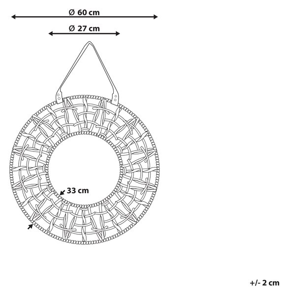 Zrcadlo PALACI 60 cm 60 cm Papírové lano Přírodní