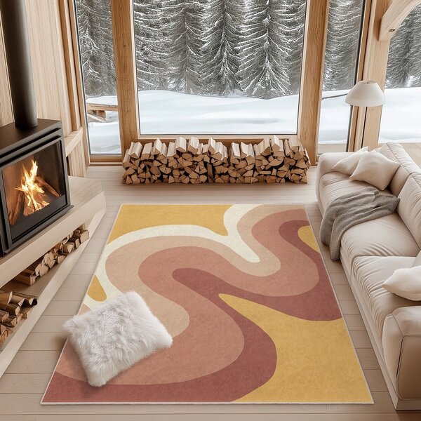 Okrově žlutý/starorůžový pratelný běhoun 60x230 cm Strawberry Creamsicle – Mila Home
