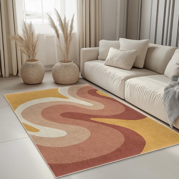Okrově žlutý/starorůžový pratelný běhoun 60x230 cm Strawberry Creamsicle – Mila Home