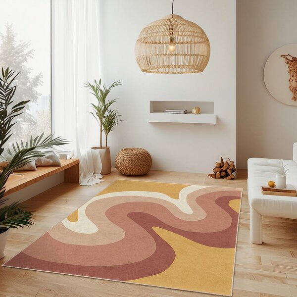 Okrově žlutý/starorůžový pratelný běhoun 60x230 cm Strawberry Creamsicle – Mila Home