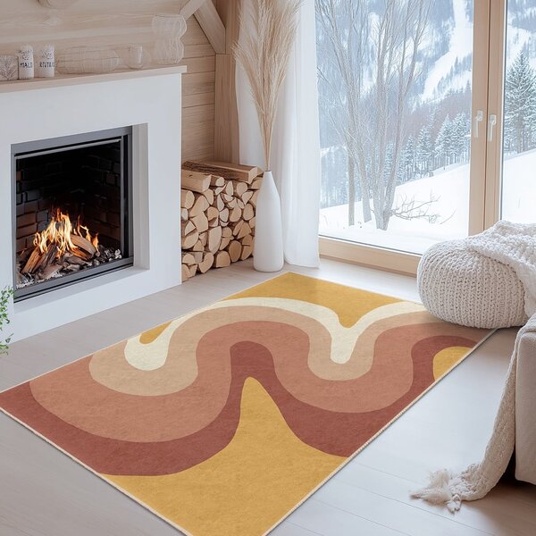 Okrově žlutý/starorůžový pratelný běhoun 60x230 cm Strawberry Creamsicle – Mila Home
