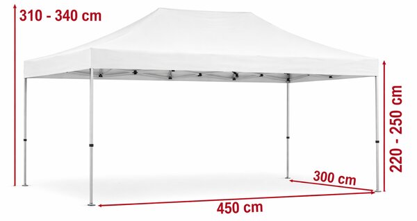 Nůžkový párty stan 3x4,5 m ALU Premium – 4 plné bočnice barva Modrá