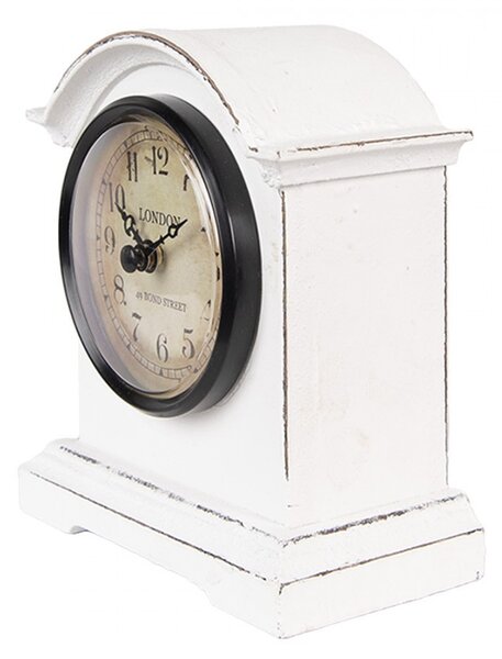 Bílé antik dřevěné stolní hodiny London - 13*7*14 cm / 1*AA - Clayre & Eef