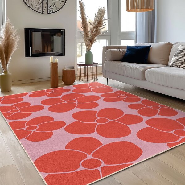 Červený/růžový pratelný běhoun 60x230 cm Poppy Fields – Mila Home