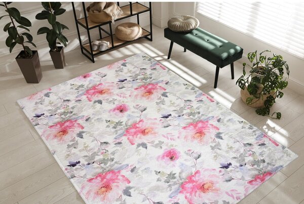 Růžový/slonovinový pratelný koberec 80x150 cm Pink Garden – Vitaus