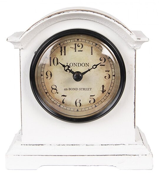 Bílé antik dřevěné stolní hodiny London - 13*7*14 cm / 1*AA - Clayre & Eef