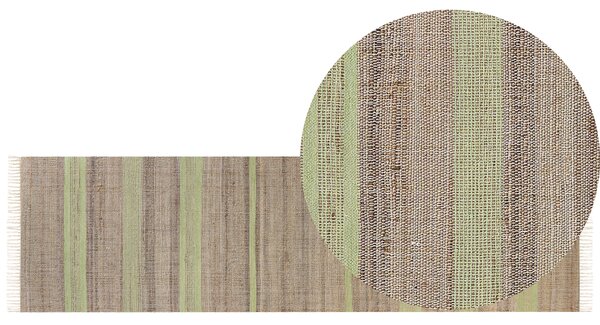 Jutový koberec 80 x 300 cm béžový/zelený TALPUR