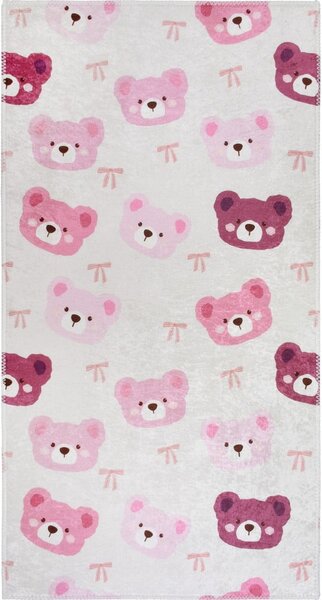 Růžový/slonovinový pratelný dětský koberec 60x100 cm Cute Teddies Pink – Vitaus