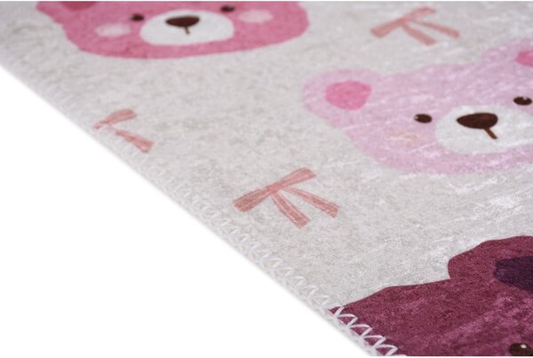Růžový/slonovinový pratelný dětský koberec 60x100 cm Cute Teddies Pink – Vitaus