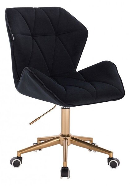 LuxuryForm DESIGN Židle MILANO MAX VELUR na zlaté základně s kolečky - černá