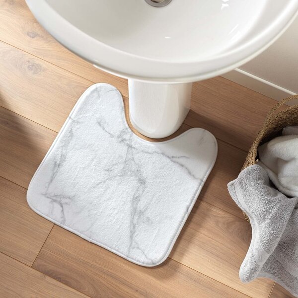 Bílá/šedá WC koupelnová předložka 45x45 cm Marbre – douceur d'intérieur