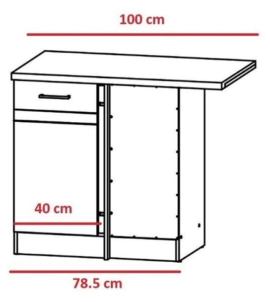 Kuchyňská skříňka Junona Ramka rohová 100 cm, pravá, dub bernstein/kašmír