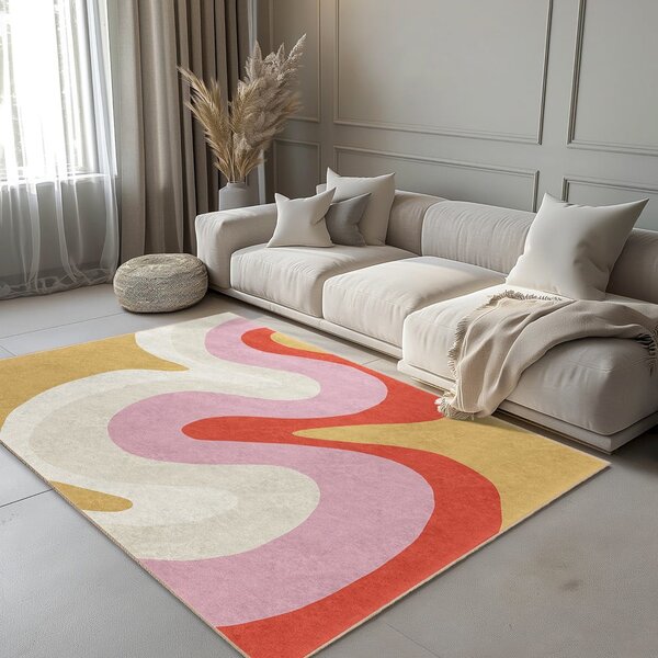 Žlutý/růžový pratelný koberec 80x150 cm Raspberry Creamsicle – Mila Home