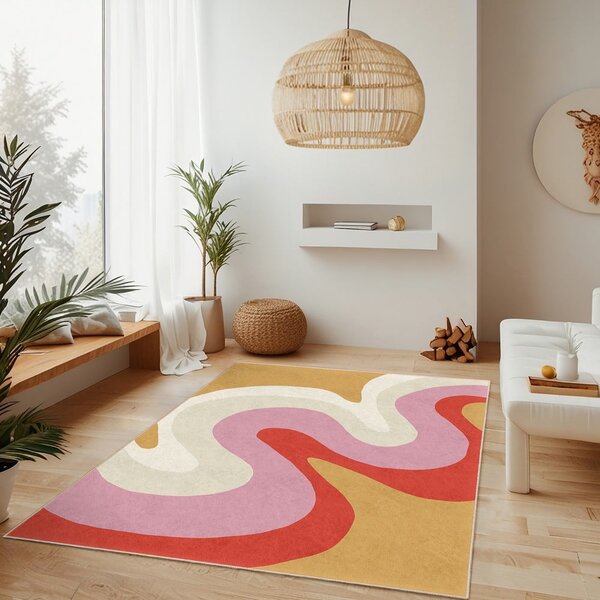 Žlutý/růžový pratelný koberec 80x150 cm Raspberry Creamsicle – Mila Home