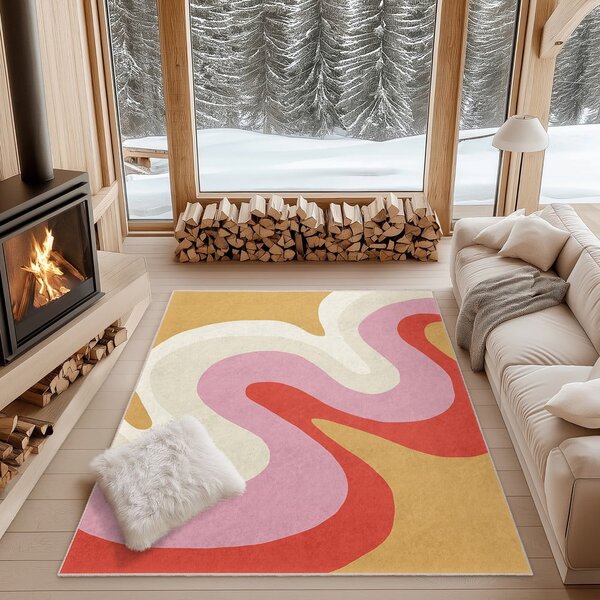 Žlutý/růžový pratelný koberec 80x150 cm Raspberry Creamsicle – Mila Home