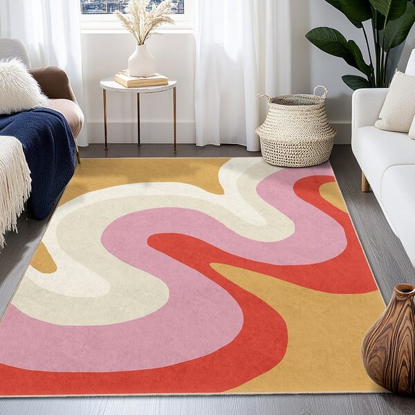 Žlutý/růžový pratelný koberec 80x150 cm Raspberry Creamsicle – Mila Home