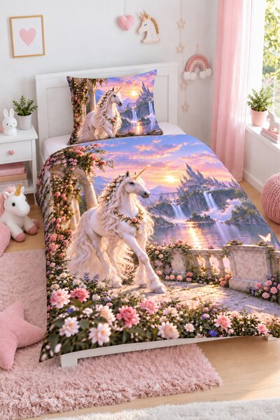 3d povlečení s jednorožcem - Unicorn bavlna 140x200 cm