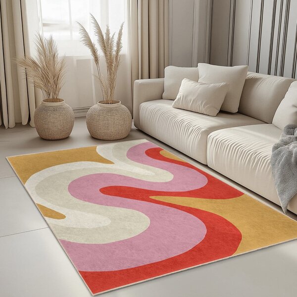 Žlutý/růžový pratelný koberec 80x150 cm Raspberry Creamsicle – Mila Home
