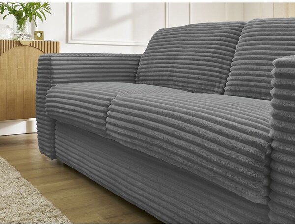 Tmavě šedá manšestrová pohovka na každodenní spaní/rozkládací 220 cm Hugo – Bobochic Paris