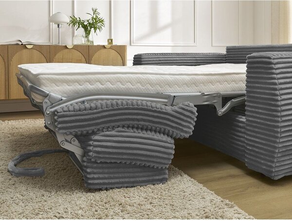 Tmavě šedá manšestrová pohovka na každodenní spaní/rozkládací 220 cm Hugo – Bobochic Paris