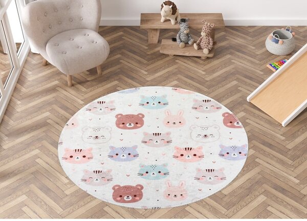 Slonovinový pratelný dětský koberec ø120 cm Cute Animals – Vitaus
