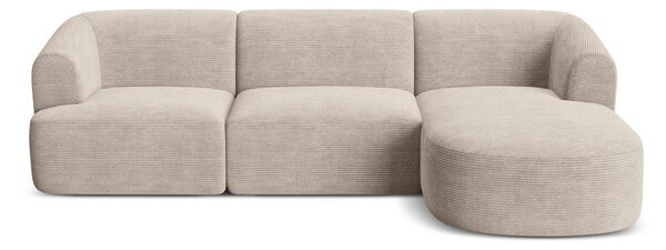 Světle hnědá manšestrová rohová pohovka (pravý roh/s lenoškou) Campi – Cosmopolitan Design