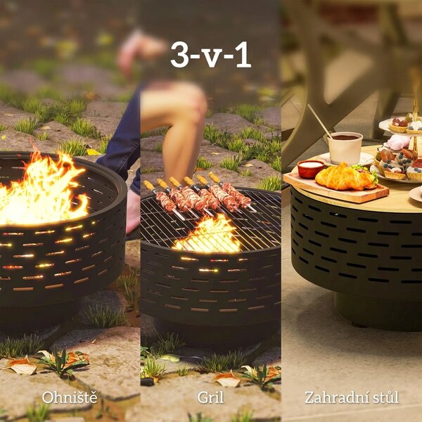 Přenosné ohniště 3v1, průměr 60 cm, antracit 842-375V00CG