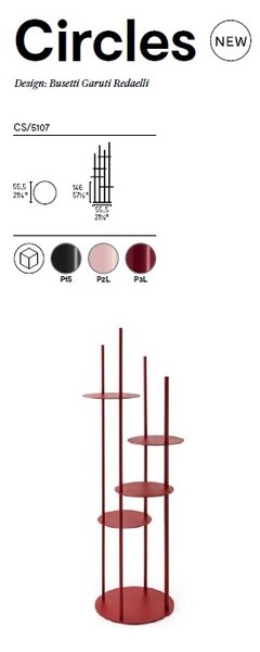 Calligaris Květinový stojan Circles, kovový, CS5107 provedení rám/struktura: Matný černý lak (kov)