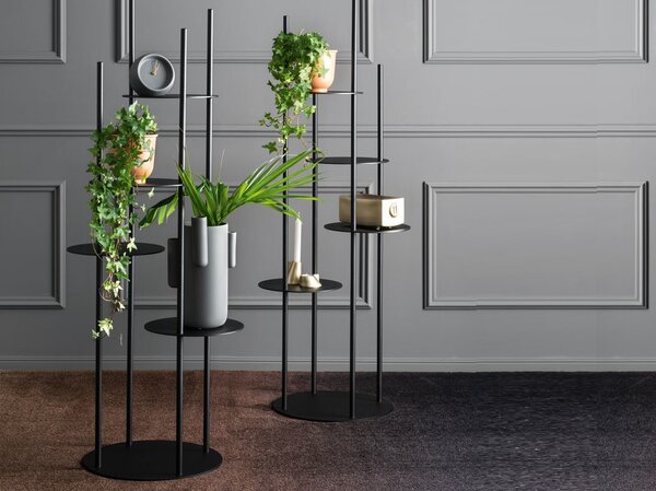 Calligaris Květinový stojan Circles, kovový, CS5107 provedení rám/struktura: Matný černý lak (kov)