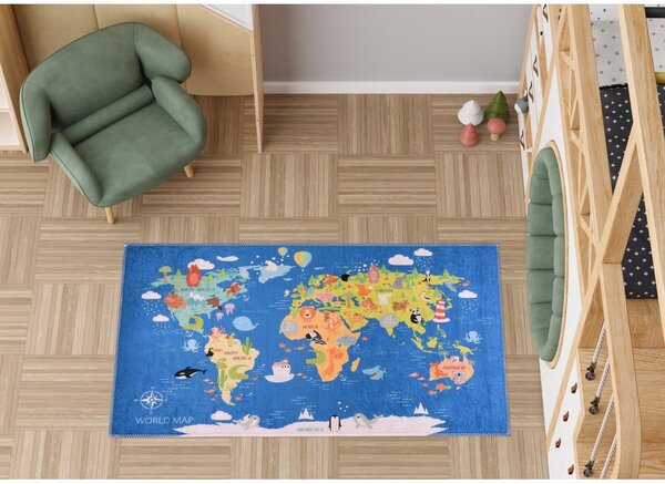 Modrý pratelný dětský koberec 100x160 cm Animal Atlas – Vitaus