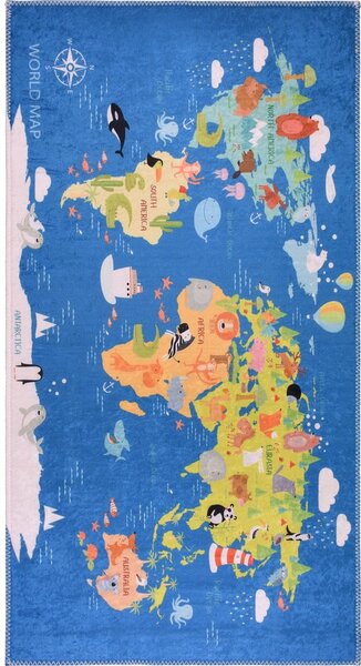 Modrý pratelný dětský koberec 100x160 cm Animal Atlas – Vitaus