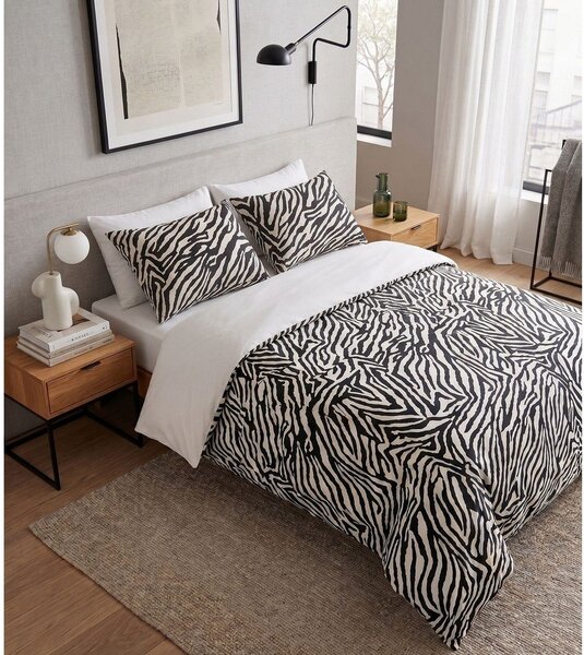 Černé povlečení na jednolůžko 200x140 cm Zebra – Mijolnir