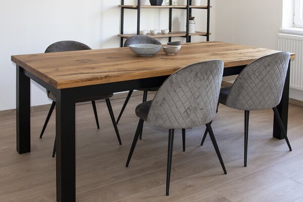 Moderní stoly Jídelní stůl PAULA masiv dub/hliník