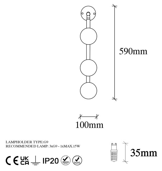 ASIR Nástěnné svítidlo DOMINO - 11040 černá