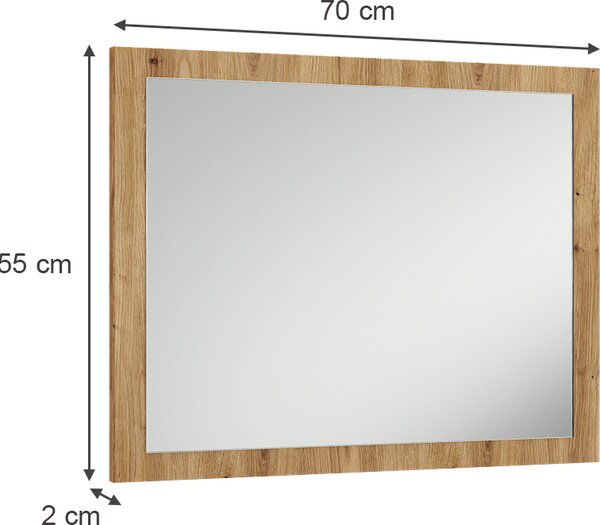 Nástěnné zrcadlo Vicco Selena Řemeslný dub 70 x 55 cm, Model 50047