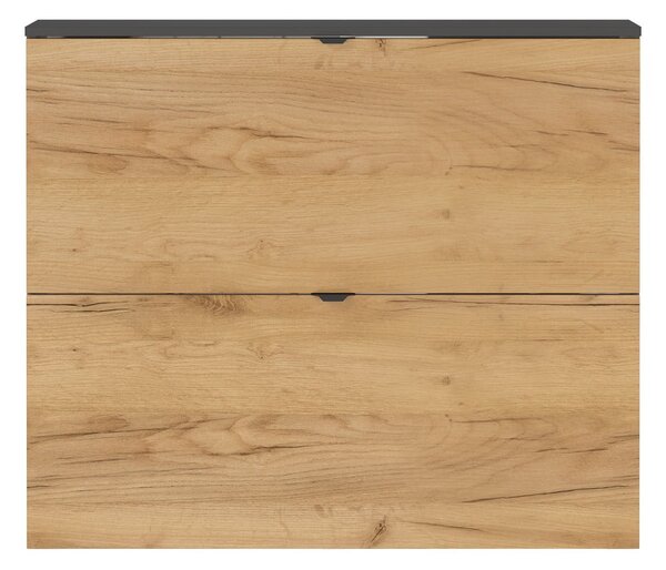 Výklopný závěsný botník v dekoru dubu v antracitovo-přírodní barvě 100x85x19 cm Renell – Germania